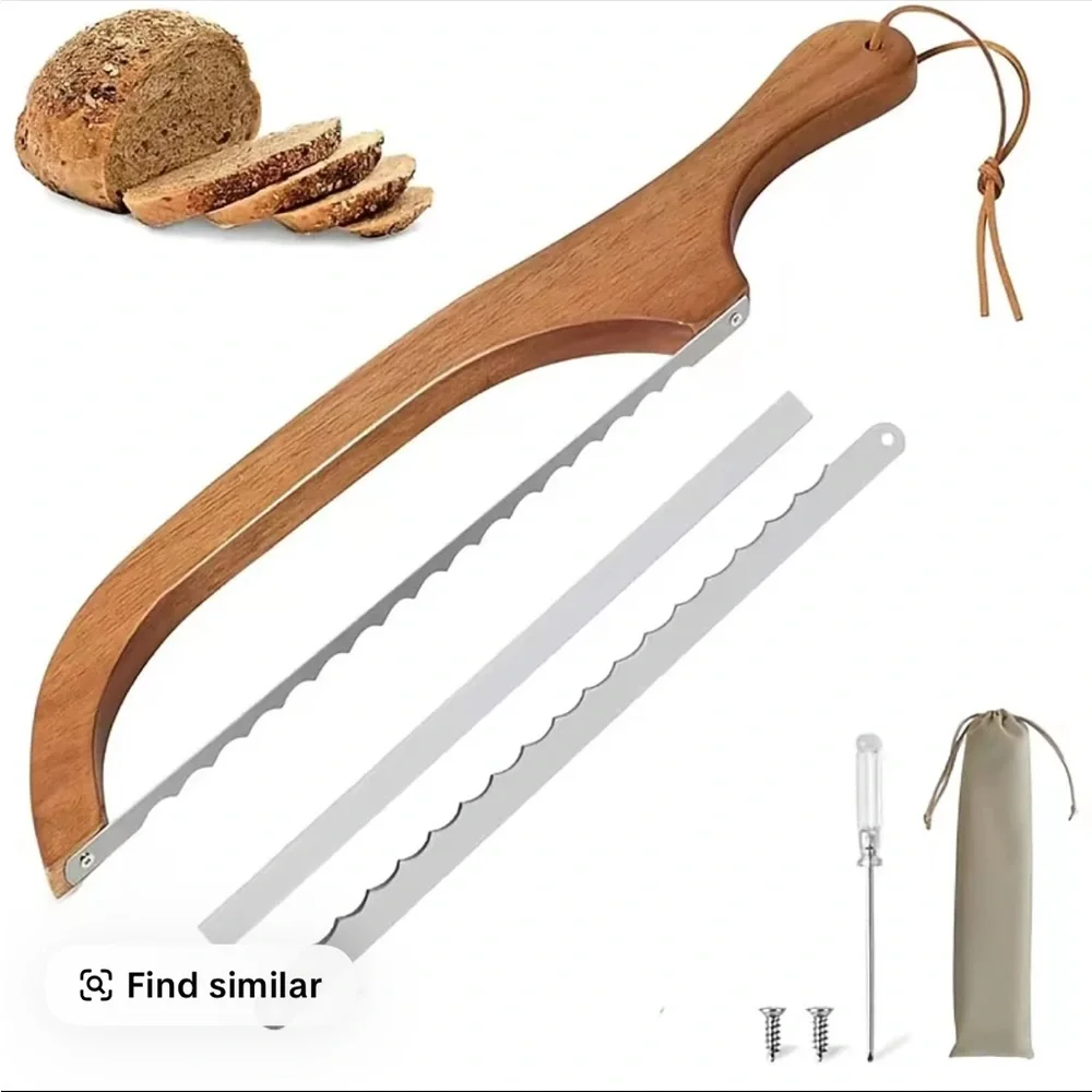 15.7 In Wooden Sourdough Bread Knife- Ergonomic Design for bread. New
